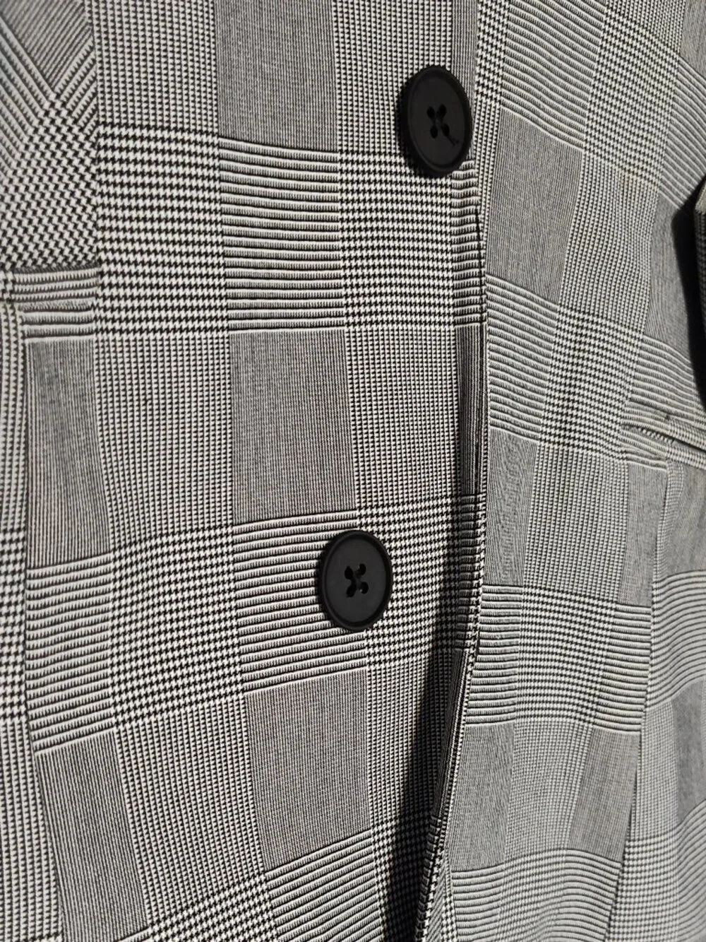 Express Men’s Women's Unisex Gray Glen Plaid Double-Breasted Suit Blazer,Size M